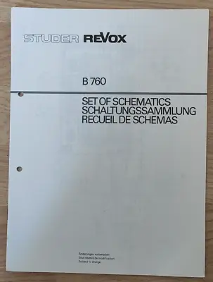 Kaufen Studer Revox B760 Schaltungssammlung Set Of Schematics Recueil Schemas • 15€