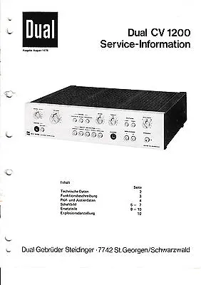 Kaufen Service Manual-Anleitung Für Dual CV 1200  • 10€