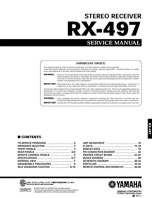 Kaufen Service Manual-Anleitung Für Yamaha RX-497  • 13€