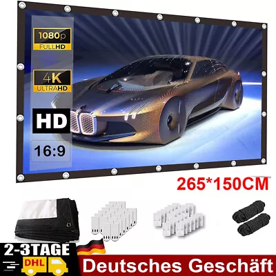 Kaufen 3D 120  Full LCD Beamer Leinwand HD16:9 Heimkino Rollo Projektionswand Tragbar • 17.99€