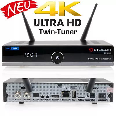 Kaufen OCTAGON SF8008 4K UHD H.265 E2 Linux Sat Receiver DVB-S Kabel DVB-C PVR DVB-T2 • 119€