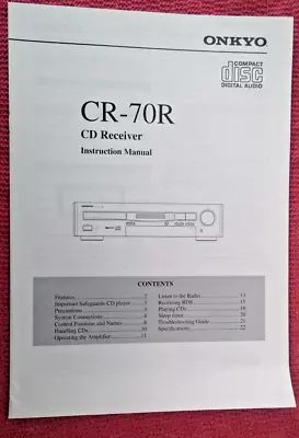 Kaufen Original BDA Onkyo CR-70R CD-Receiver, Bedienungsanleitung In Englisch • 6€