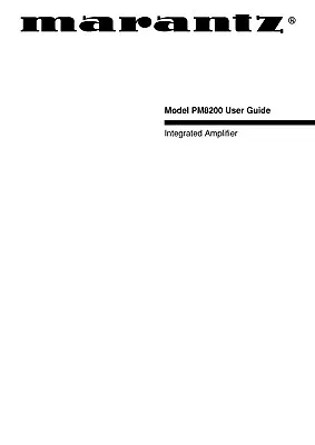Kaufen Bedienungsanleitung-Operating Instructions Für Marantz PM-8200  • 9.50€
