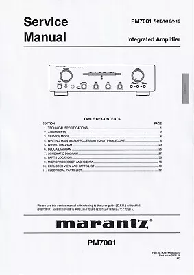 Kaufen Service Manual-Anleitung Für Marantz PM-7001  • 12€