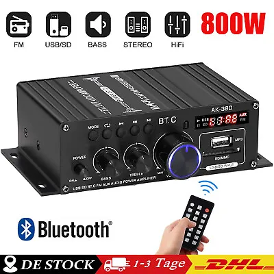 Kaufen Bluetooth Mini Verstärker HiFi Power Audio Stereo Bass AMP USB MP3 FM Auto • 25.99€