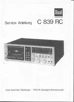 Kaufen Dual Service Manual Für C 839 RC  Copy • 10.35€