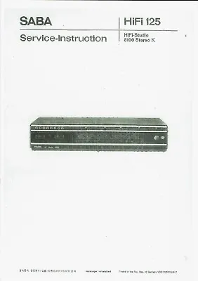 Kaufen Saba Service Manual Für HiFi - Studio 8100 Stereo K  Copy • 8.90€