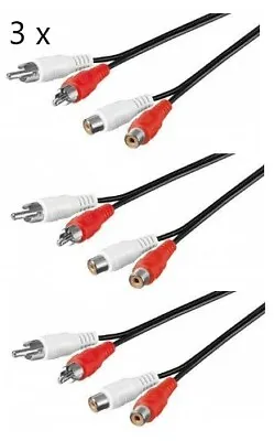 Kaufen 3x Stereo Verlängerung Kabel 2x Cinch-Stecker Auf 2x Cinch-Buchse Chinch 50025 • 6.99€