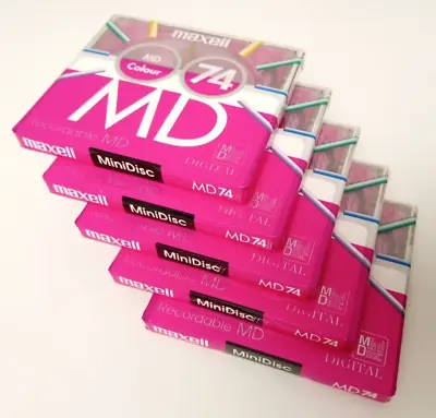 Kaufen 5 Stück Maxell MD MiniDisc Mini Disc Disk MiniDisk - 74 Min. Pink - NEU & OVP • 34.99€