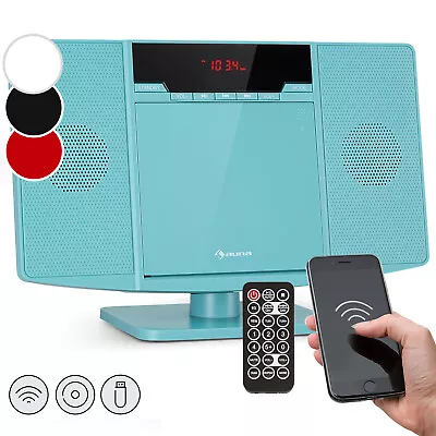 Kaufen Stereoanlage Vertikal CD Player FM Radio Bluetooth Lautsprecher USB MP3 Box Blau • 69.99€