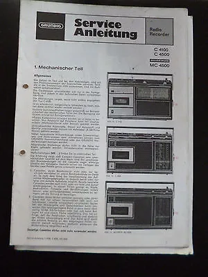 Kaufen Original Service Manual  Grundig Radio Recorder C 4100 C 4500 MC 4500 • 10.90€