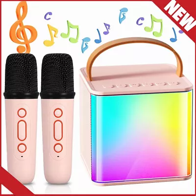 Kaufen LED Karaoke Maschine Mit 2 Mikrofone Tragbar Bluetooth Lautsprecher Anlage Party • 28.99€