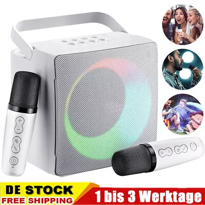 Kaufen Karaoke Anlage Mit 2 Mikrofonen LED-Lichter Lautsprecher Bluetooth Karaoke NEU • 39.99€