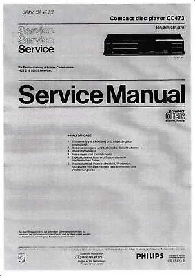 Kaufen Service Manual-Anleitung Für Philips CD 473 • 10.50€