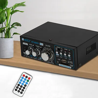 Kaufen 2 Kanal Bluetooth Verstärker Stereo Amplifier HIFI Digital FM Vollverstärker • 25€