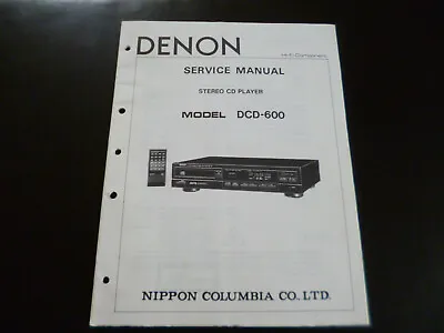Kaufen Original Service Manual Schaltplan Denon DCD-600 • 11.90€