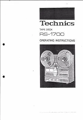 Kaufen Technics Bedienungsanleitung Für RS- 1700  Copy • 12.50€