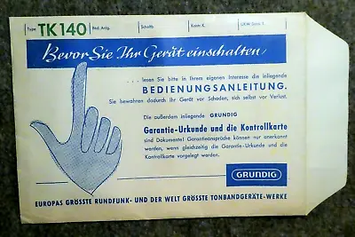 Kaufen Original GRUNDIG TK 140 Schaltplan Tonbandgerät Von 1967, Sehr Selten!! • 2€