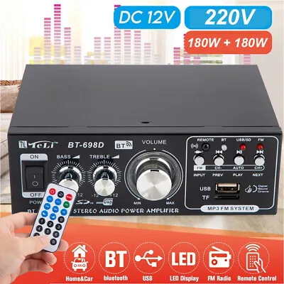 Kaufen 1200W Verstärker Vollverstärker Stereo Amplifier HIFI Digital Bluetooth FM USB • 24.99€