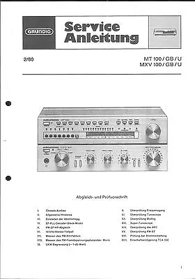 Kaufen Grundig Service Manual Für MT 100 U - MXV 100 U  Copy • 11.50€