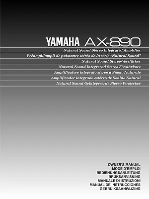 Kaufen Bedienungsanleitung-Operating Instructions Für Yamaha AX-890  • 9€