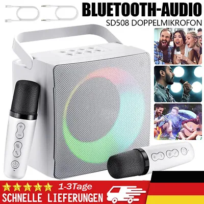 Kaufen 5.0 Bluetooth Lautsprecher RGB Subwoofer USB Tragbar Karaoke Musicbox 2 Mikrofon • 45.99€