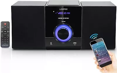 Kaufen LONPOO Kompakt Stereo Hifi System Mit CD Player, Bluetooth, FM Radio, USB, AUX- • 82€