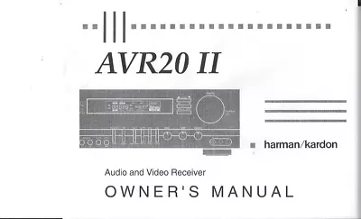 Kaufen Harman Kardon Bedienungsanleitung User Manual Für AVR 20 II Englisch  Copy • 11.50€