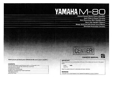 Kaufen Bedienungsanleitung-Operating Instructions Für Yamaha M-80  • 9.50€