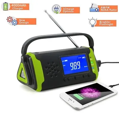 Kaufen Tragbares Solar Radio Notfall Mit Kurbel AM/FM Radio 4000mAh LED Taschenlampe • 16.99€