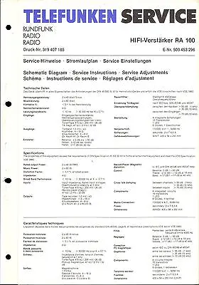 Kaufen Telefunken Service Manual Für RA 100  Copy • 9.95€