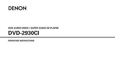 Kaufen Bedienungsanleitung-Operating Instructions Für Denon DVD-2930 CI  • 12.50€