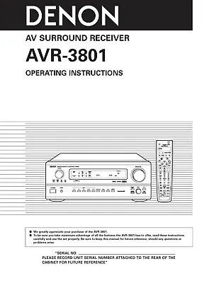 Kaufen Bedienungsanleitung-Operating Instructions Für Denon AVR-3801  • 13€
