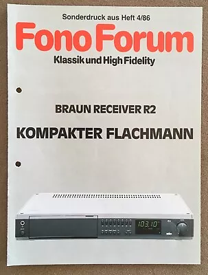 Kaufen Fono Forum Sonderdruck 4/86 Testbericht Braun Atelier R2 Sehr Guter Zustand • 5.99€