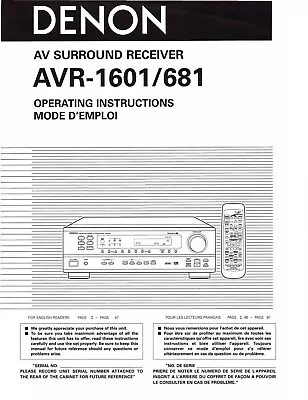 Kaufen Bedienungsanleitung-Operating Instructions Für Denon AVR-1601, AVR-681  • 12€