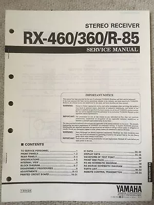 Kaufen Yamaha RX-460 RX-360 R-85, Service Manual, • 19€