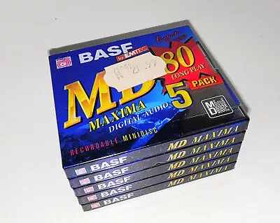 Kaufen 5x BASF 80 MD MAXIMA Recordable MiniDisk Minidisc SEALED NOS NEU OVP RAR • 49.99€