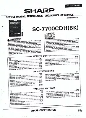 Kaufen Sharp Service Manual  Für SXC-7700 CDH Mehrsprachig Copy • 11.50€