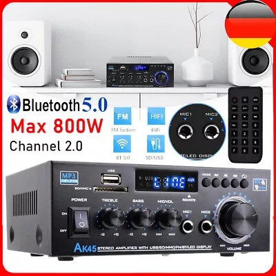 Kaufen DE 800W Bluetooth HiFi Verstärker Mini Power Audio Stereo Bass AMP MP3 FM Auto • 33.99€