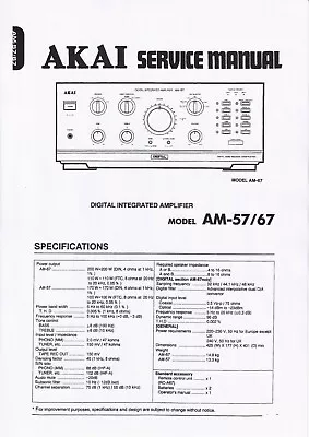 Kaufen Service Manual-Anleitung Für Akai AM-57, AM-67  • 12€
