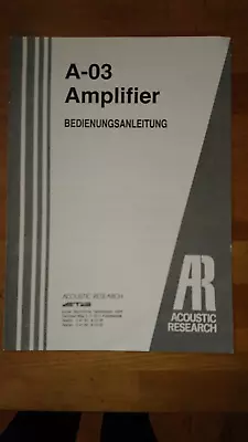 Kaufen Acoustic Research A-03  Bedienungsanleitung Operating Instuctions Manual • 2€