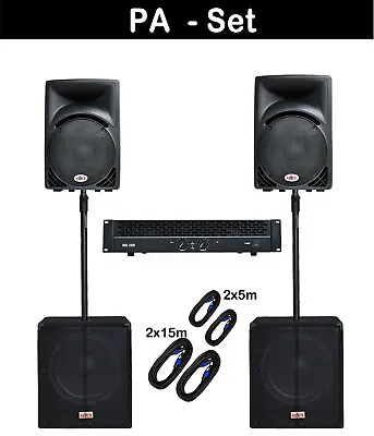 Kaufen 5200 Watt DJ PA Musiker Komplettanlage Mit Kabel Und Endstufe SUBWOOFER  MQ 300 • 759€
