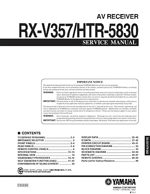 Kaufen Service Manual-Anleitung Für Yamaha RX-V357, HTR-5830  • 16€