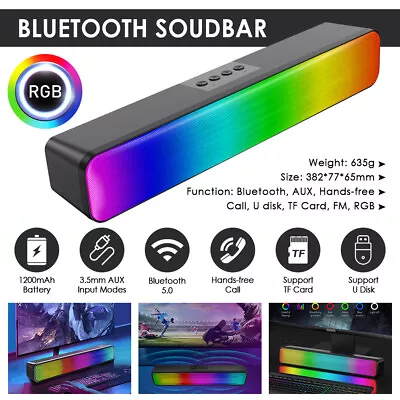 Kaufen Kabellos Bluetooth5.0 Lautsprecher HiFi Stereo RGB LED Subwoofer Gaming Soundbox • 22.89€