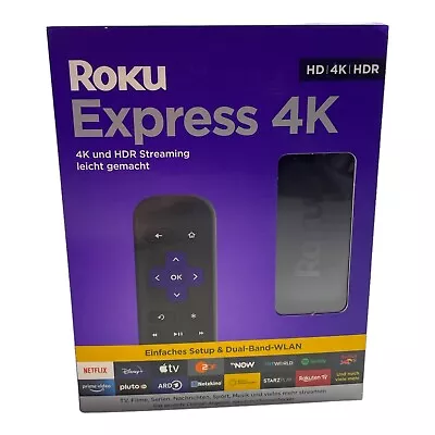 Kaufen Roku Express 4K HD HDR Streaming Player Schwarz TV Stick Fernsehen Mediathek Neu • 36.95€
