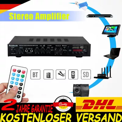 Kaufen 2000W HiFi Verstärker Bluetooth Auto Zuhause Stereo Audio Amplifier USB FM-rdaio • 65.49€
