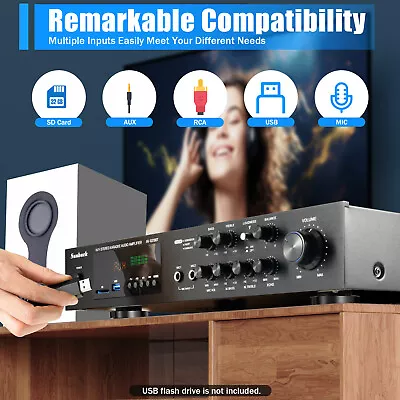 Kaufen 5 Kanal Digital FM USB Stereo Amplifier HiFi Verstärker Bluetooth Vollverstärker • 77.90€