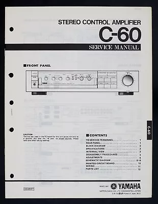 Kaufen Original YAMAHA C-60 Stereo Amplifier Service Manual/Diagram/Parts List O142 • 26.50€