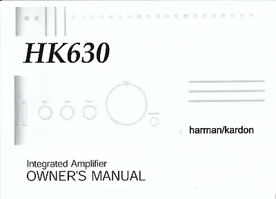 Kaufen Harman Kardon Bedienungsanleitung User Manual Für HK 630 Vollverstärker Copy • 12.50€