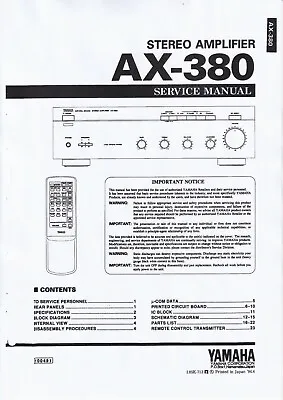 Kaufen Service Manual-Anleitung Für Yamaha AX-380  • 10€